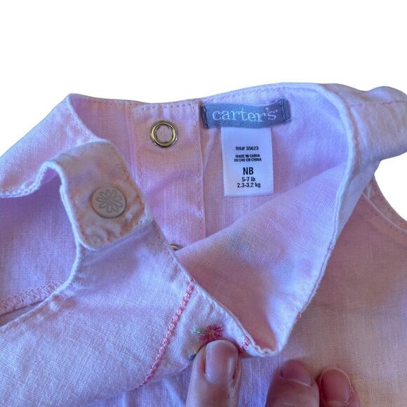 Vintage Carter’s Newborn Baby Girl Outfit – Pink Embroidered Top & Bloomers 668K - Picture 4 of 10